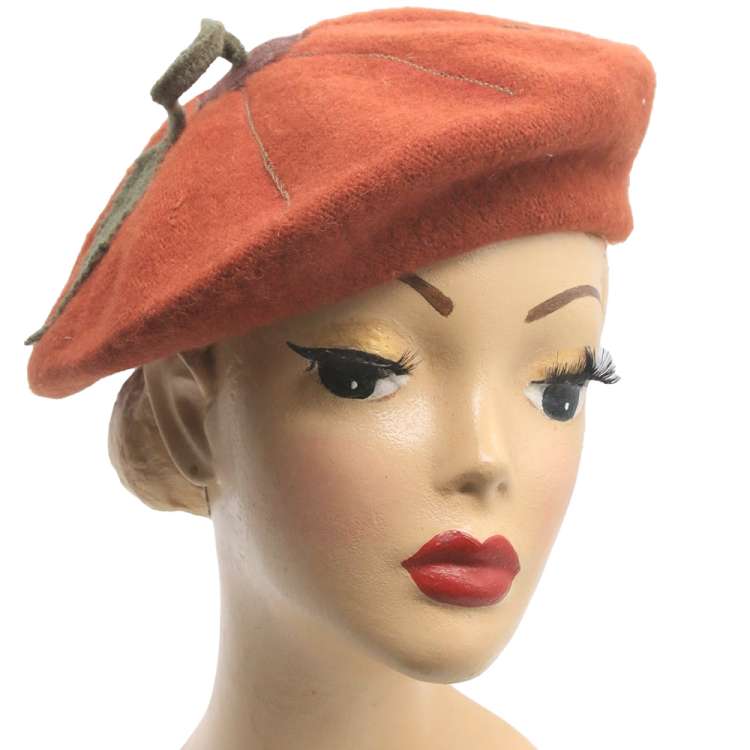 kupfer Woll Barett kürbis